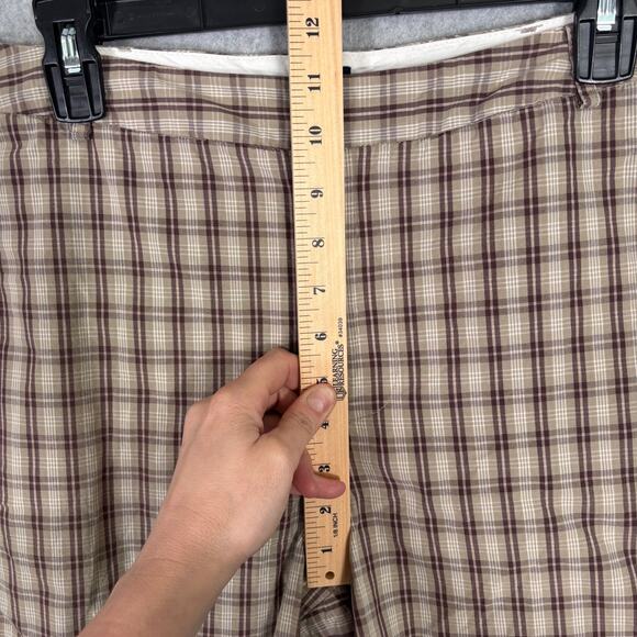 Gap Bermuda Shorts 8 Tan Plaid Khaki Chino Cotton Golf Grandpa Hiking GORP Thin - Picture 5 of 9